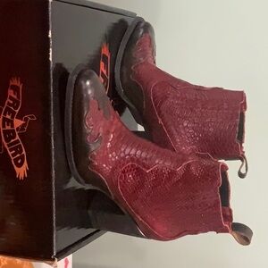 Freebird Red Ankle Booties with Textured Leather